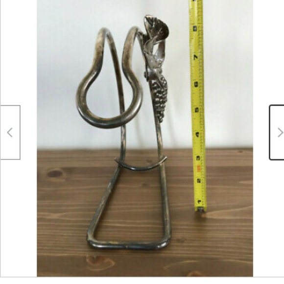 Wine Bottle Holder with Silver-Tone Heavy Relief Grape Bunch & Vine Leaf Design - Picture 3 of 6